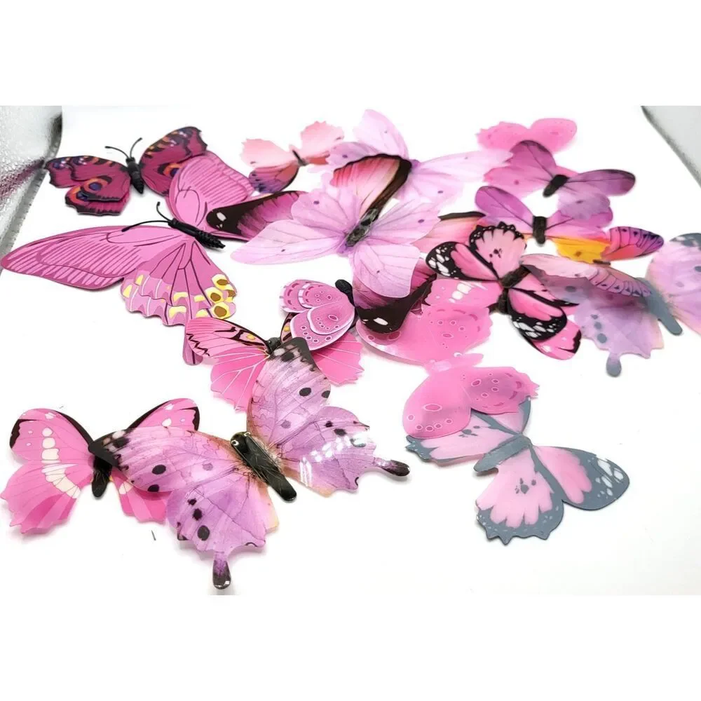 Lot of 90 3D Craft Butterflies 2in+ 13 Blue 19 Pink 22 Orange 11 Purple 25 Green